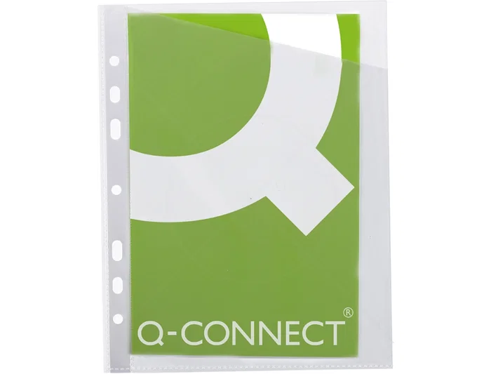 Q-connect Funda Cristal 290x195 mm Corte Oblicuo PVC 90 micras 4 Taladros Caja 100 Unidades