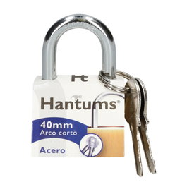 Hantums Candado arco corto de acero 40mm - Caja de 12 unidades