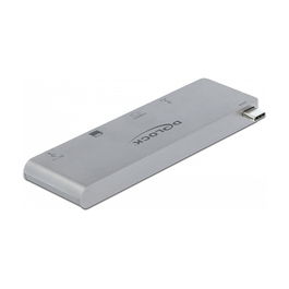 DeLOCK 87745 Docking Station para MacBook con 4K, USB-C PD 3.0, Puerto HDMI, 2 USB 3.1, Lector de Tarjetas SD/MicroSD, Metal Gris