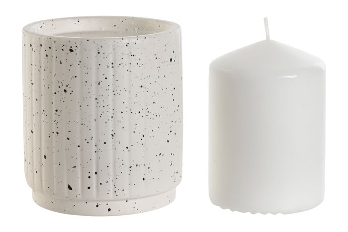 DKD Home Decor Set de 2 Velas de Parafina con Soporte Blanco