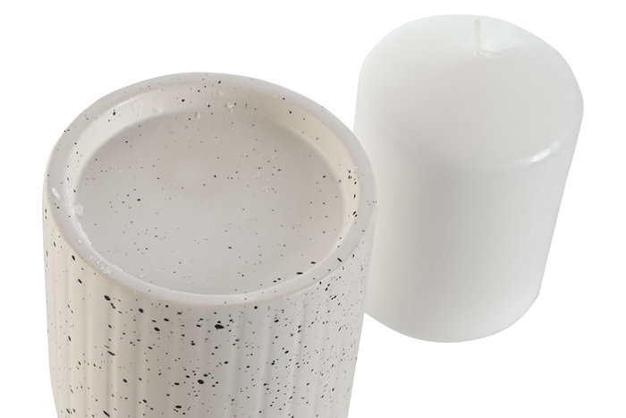 DKD Home Decor Set de 2 Velas de Parafina con Soporte Blanco
