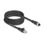 DeLOCK Cable de red M12 X-codificado 8 pin hembra a RJ45 macho Cat.5e S/FTP 5 m negro