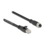 DeLOCK Cable de red M12 X-codificado 8 pin hembra a RJ45 macho Cat.5e S/FTP 5 m negro