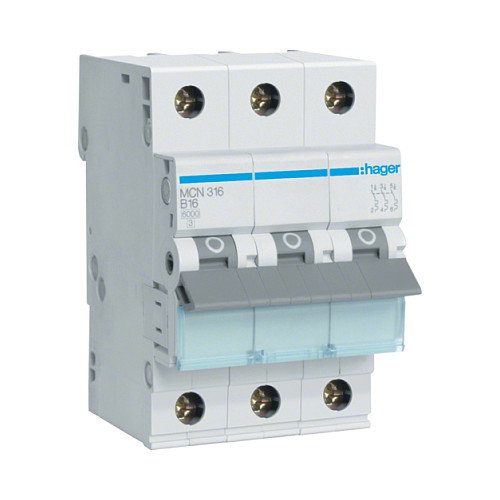 Hager MBN125 Interruptor magnetotérmico 3P 16A Hager MBN125 Interruptor magnetotérmico 3P 16A