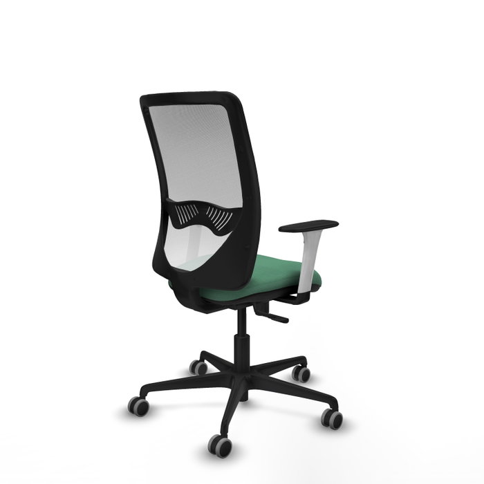 PIQUERAS Y CRESPO Silla de oficina Zulema con mecanismo Sincro, Verde esmeralda y Blanco