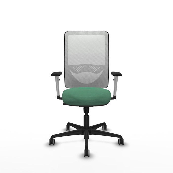 PIQUERAS Y CRESPO Silla de oficina Zulema con mecanismo Sincro, Verde esmeralda y Blanco