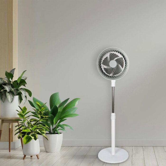 DAEWOO Ventilador de Pie High Speed, 80W, Diámetro 25cm (10"), Base Redonda, Color Blanco