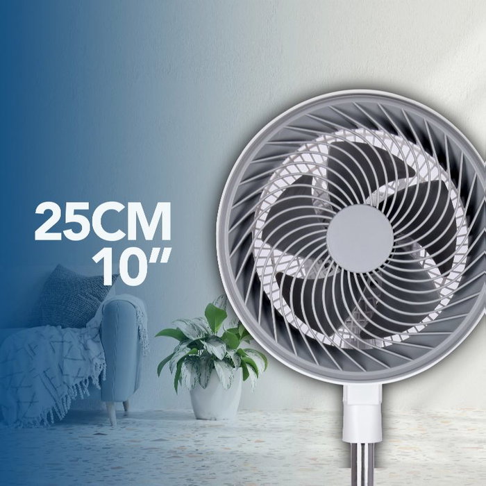 DAEWOO Ventilador de Pie High Speed, 80W, Diámetro 25cm (10"), Base Redonda, Color Blanco