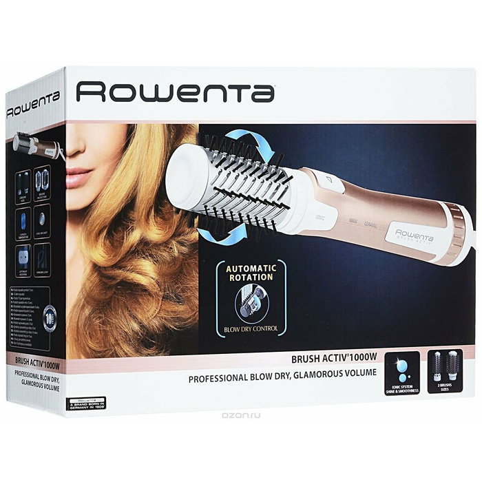 Rowenta Secador de Pelo con Rulos Brush Activ Compact CF9520, 1000W