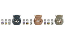 DKD Home Decor Set de 4 Quemadores de Aceites Esenciales en Gres, Colores Surtidos