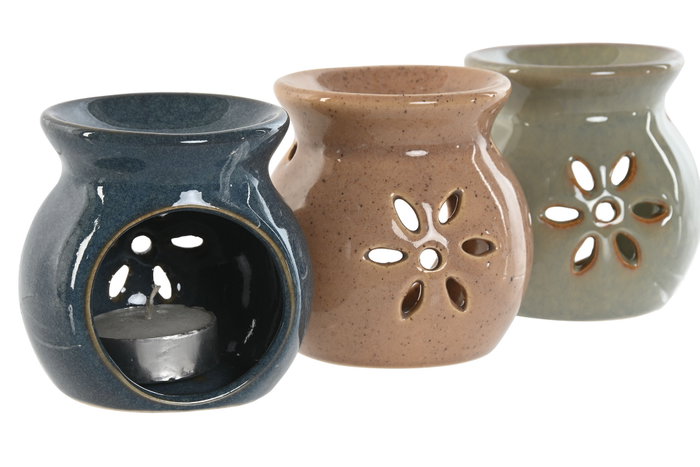 DKD Home Decor Set de 4 Quemadores de Aceites Esenciales en Gres, Colores Surtidos DKD Home Decor Set de 4 Quemadores de Aceites Esenciales en Gres, Colores Surtidos
