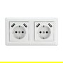DeLOCK Enchufe de Pared Doble con 4 Puertos USB Tipo-A de 2.8A, CEE 7/3, Blanco, 250V 16A