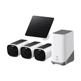 Eufy eufyCam E40 3-Cam Kit HomeBase S380 Solar Panel Wi-Fi Exterior 100° 71° 2688x1520