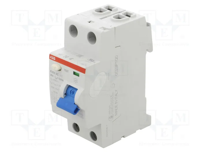 ABB Interruptor diferencial F200 25A 30mA 2 polos ABB Interruptor diferencial F200 25A 30mA 2 polos