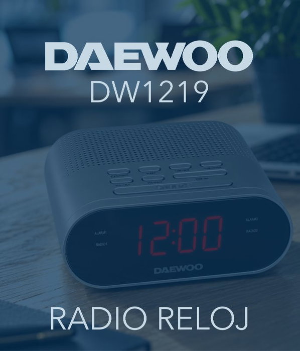 Daewoo DW1219 Radio Reloj AM/FM con Pantalla LED y Aux 3.5mm