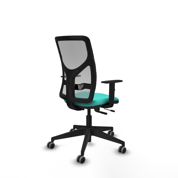 PIQUERAS Y CRESPO Silla de oficina Motilla con mecanismo Sincro/Traslack color Turquesa y Gris