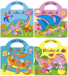 Pinta y pega dinoland surtidos, VV.AA. - SUSAETA EDICIONES