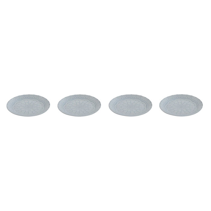 DKD Home Decor Set de 4 Platos de Gres Mandala Azul Esmaltado DKD Home Decor Set de 4 Platos de Gres Mandala Azul Esmaltado