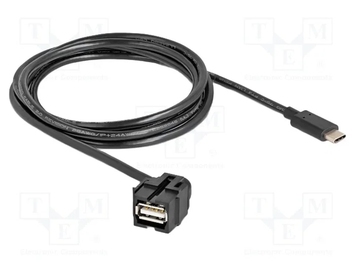 DeLOCK 88057 Módulo Keystone USB 2.0 A a USB Type-C™ con cable de 1,5 m, Negro DeLOCK 88057 Módulo Keystone USB 2.0 A a USB Type-C™ con cable de 1,5 m, Negro