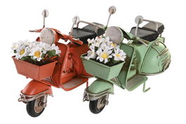 DKD Home Decor Vehículo Decoración Vintage Naranja Verde Menta Metal Plástico 7 x 11 x 17.5 cm (4 Unidades)