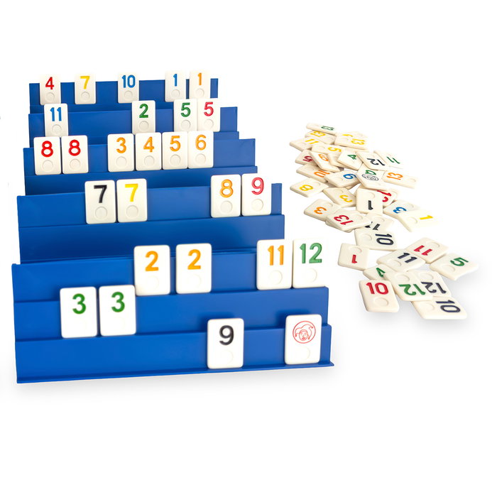 Deqube Rummy D00346 - Juego de Cartas para 6 Jugadores con Caja Metálica - Edición Ampliada - Idioma English, Portugués, Español