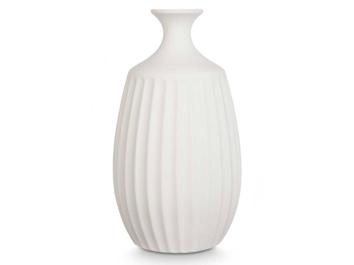 Giftdecor Jarrón Cerámica Cuello Estrecho 39 cm Blanco - 21x21x39 cm (2 Unidades)