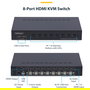 StarTech Conmutador KVM HDMI de 8 Puertos con Montaje en Rack 1U - Switch 4K Ultra HD a 60Hz, HDMI 2.0, Control para 8 Ordenadores, USB Hub, TAA