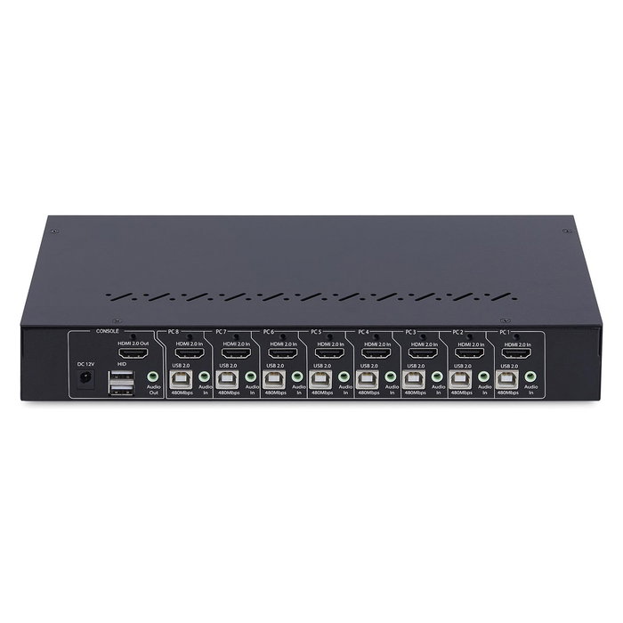 StarTech Conmutador KVM HDMI de 8 Puertos con Montaje en Rack 1U - Switch 4K Ultra HD a 60Hz, HDMI 2.0, Control para 8 Ordenadores, USB Hub, TAA
