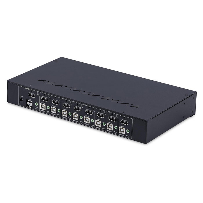 StarTech Conmutador KVM HDMI de 8 Puertos con Montaje en Rack 1U - Switch 4K Ultra HD a 60Hz, HDMI 2.0, Control para 8 Ordenadores, USB Hub, TAA