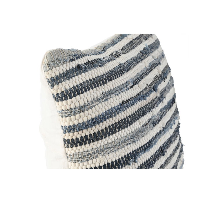 DKD Home Decor Cojín Algodón Chindi Azul y Blanco 45x15x45 cm