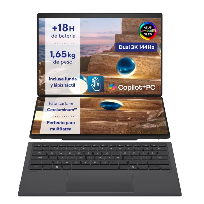 Asus ZenBook Duo OLED UX8407AA-SN504W Intel Core Ultra 9, 32GB RAM, 1TB SSD, 14 pulg Táctil Asus ZenBook Duo OLED UX8407AA-SN504W Intel Core Ultra 9, 32GB RAM, 1TB SSD, 14 pulg Táctil