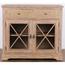 DKD Home Decor Aparador de Madera de Bayur y Ratán