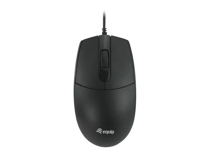 Equip 245117 Ratón Óptico USB A Oficina, Ambidiestro, 1200 DPI, Cable 1.5 m, Negro, Compatible con Windows, Mac, ChromeOS, para Zurdos y Diestros