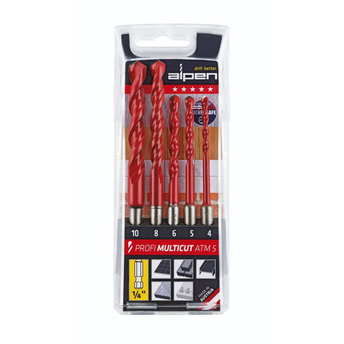 Alpen Profi Multicut ATM 5 Juego de Brocas Hexagonal 4-5-6-8-10 mm Alpen Profi Multicut ATM 5 Juego de Brocas Hexagonal 4-5-6-8-10 mm