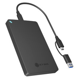 ICY BOX IB-201T-CU31 Caja Externa para SSD/HDD SATA 2.5" USB-C 3.1 Gen 1 de 6 Gbit/s, Aluminio y ABS, Negro