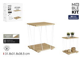 Inde Mesita Auxiliar Madera-Metal White 31.8x31.8x38.5 cm (4 Unidades)