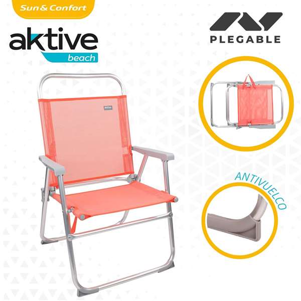 Color Baby Silla Playa Aluminio Plegable Fija Flamingo 48x50x88 cm
