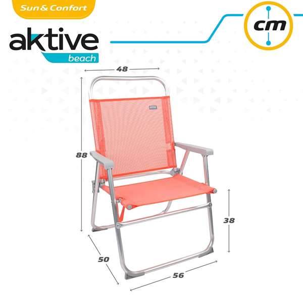 Color Baby Silla Playa Aluminio Plegable Fija Flamingo 48x50x88 cm