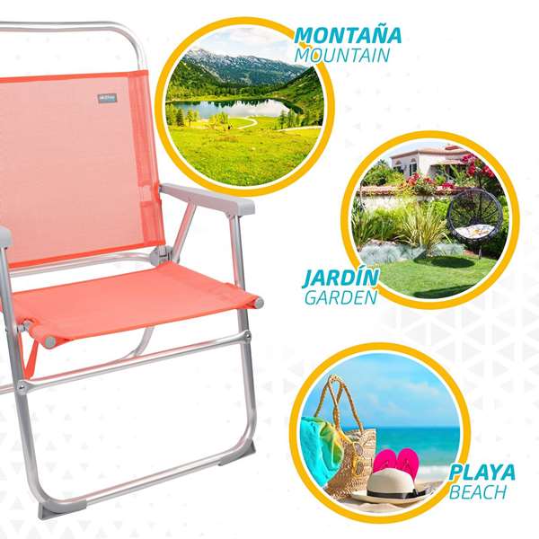 Color Baby Silla Playa Aluminio Plegable Fija Flamingo 48x50x88 cm