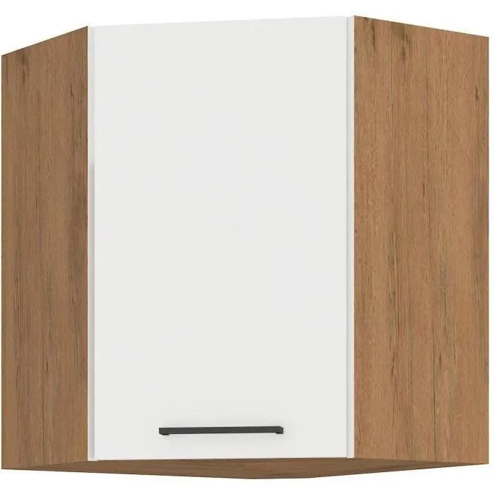 Rock Mueble alto de esquina ROCKGANGLEWH Roble Lancelot y melamina blanca brillo 58 x 58 cm