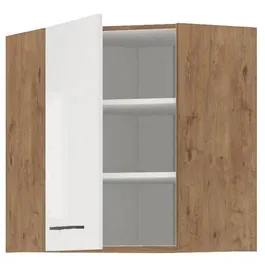 Rock Mueble alto de esquina ROCKGANGLEWH Roble Lancelot y melamina blanca brillo 58 x 58 cm