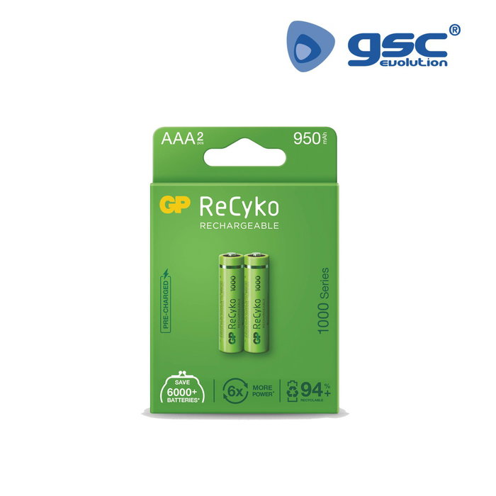 GP Pila recargable AAA 1000mAh Caja 2uds