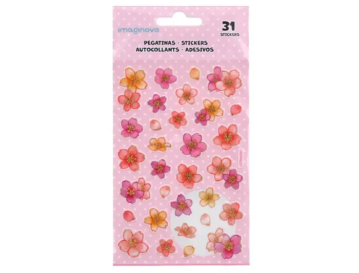 Imaginovo Pegatinas Flores Rosas Papel 190x104 mm Blister Scrapbook Adhesivos Decorativos