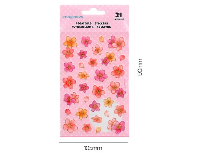 Imaginovo Pegatinas Flores Rosas Papel 190x104 mm Blister Scrapbook Adhesivos Decorativos
