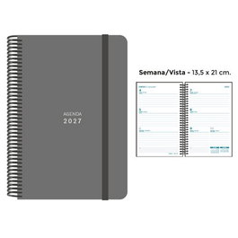 Senfort Agenda Anual 2027 Unicolor Espiral Gris