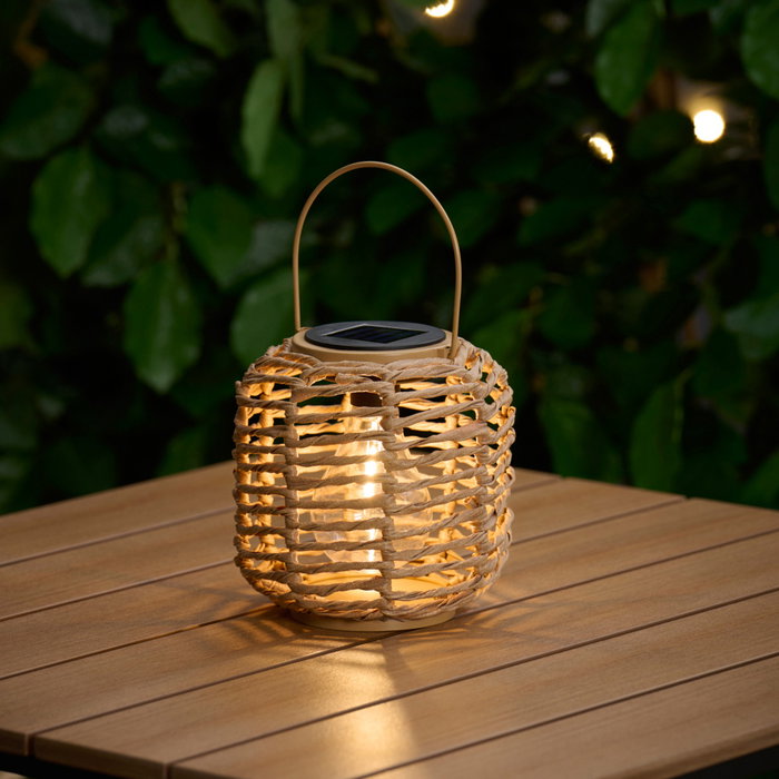 Outfit Farolillo Solar de Exterior Marrón con Panel Policristalino y Bombilla LED, d.15,3 cm; h.16,5 cm