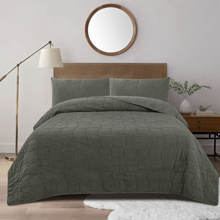 DKD Home Decor Colcha Boho 260 x 240 cm (2 Unidades) Algodón y Poliéster Lavada a la Piedra