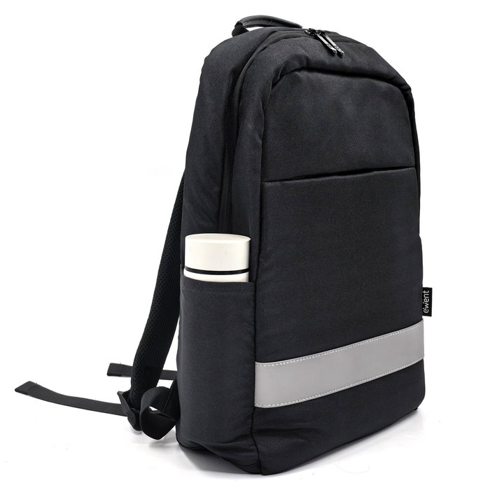 Ewent EW2539 Mochila Rolltop para Portátil 16.1" Negra - Impermeable Oxford 600D, Respaldo Acolchado, 25L, Reciclada PET, Funda Acolchada y Tira Reflectante