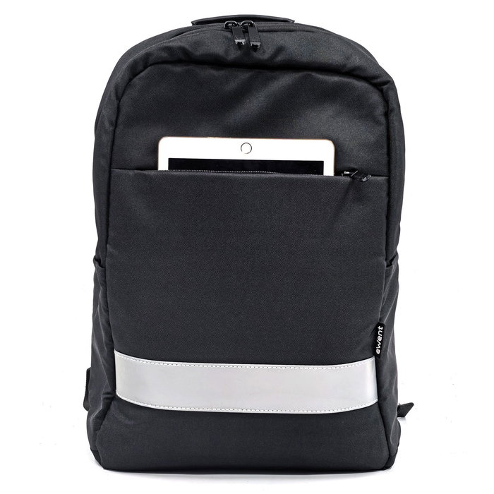 Ewent EW2539 Mochila Rolltop para Portátil 16.1" Negra - Impermeable Oxford 600D, Respaldo Acolchado, 25L, Reciclada PET, Funda Acolchada y Tira Reflectante