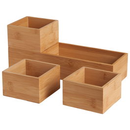 Day Juego de 4 Cajas Almacenar Bambú Apilables 9.5x9.5x6 cm y 9.5x29x6 cm